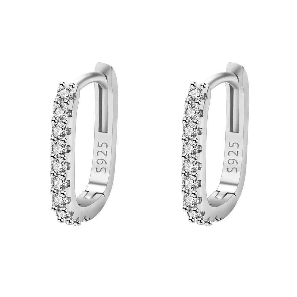 Sterling Silver Crystal Circle Hoop Earrings Wedding Gift
