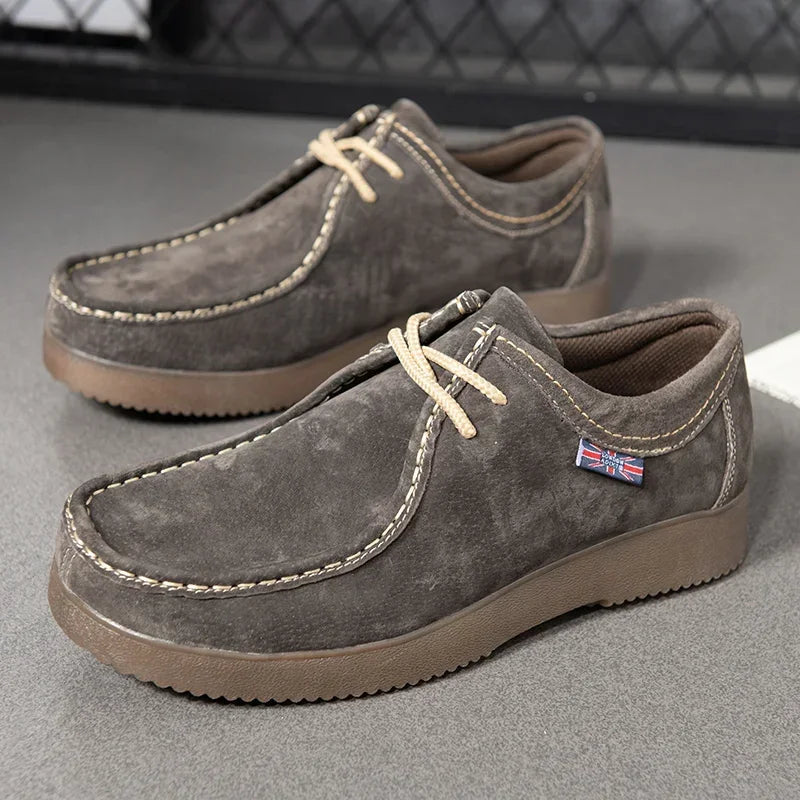 Autumn Men Casual Suede Leather Lace Up Sneakers Comfort