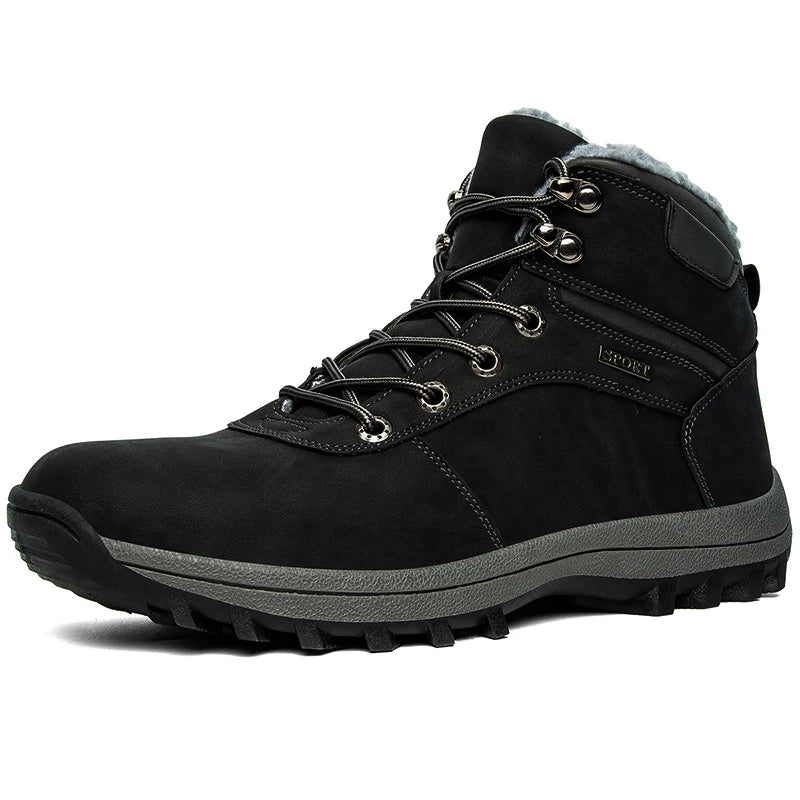 Winter Waterproof Men Boots Plush Warm Snow Ankle Shoes