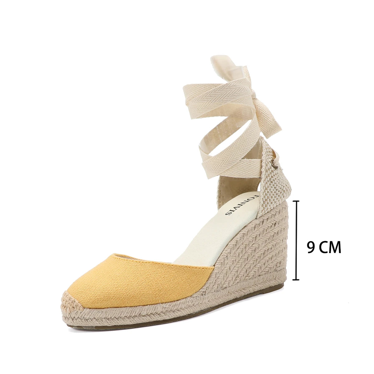 Womens Wedges Espadrille Sandals Red Ankle Strap 7-9cm