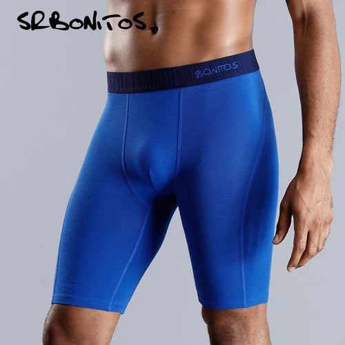 Natural Cotton Long Leg Boxers For Men Underwear Breathable