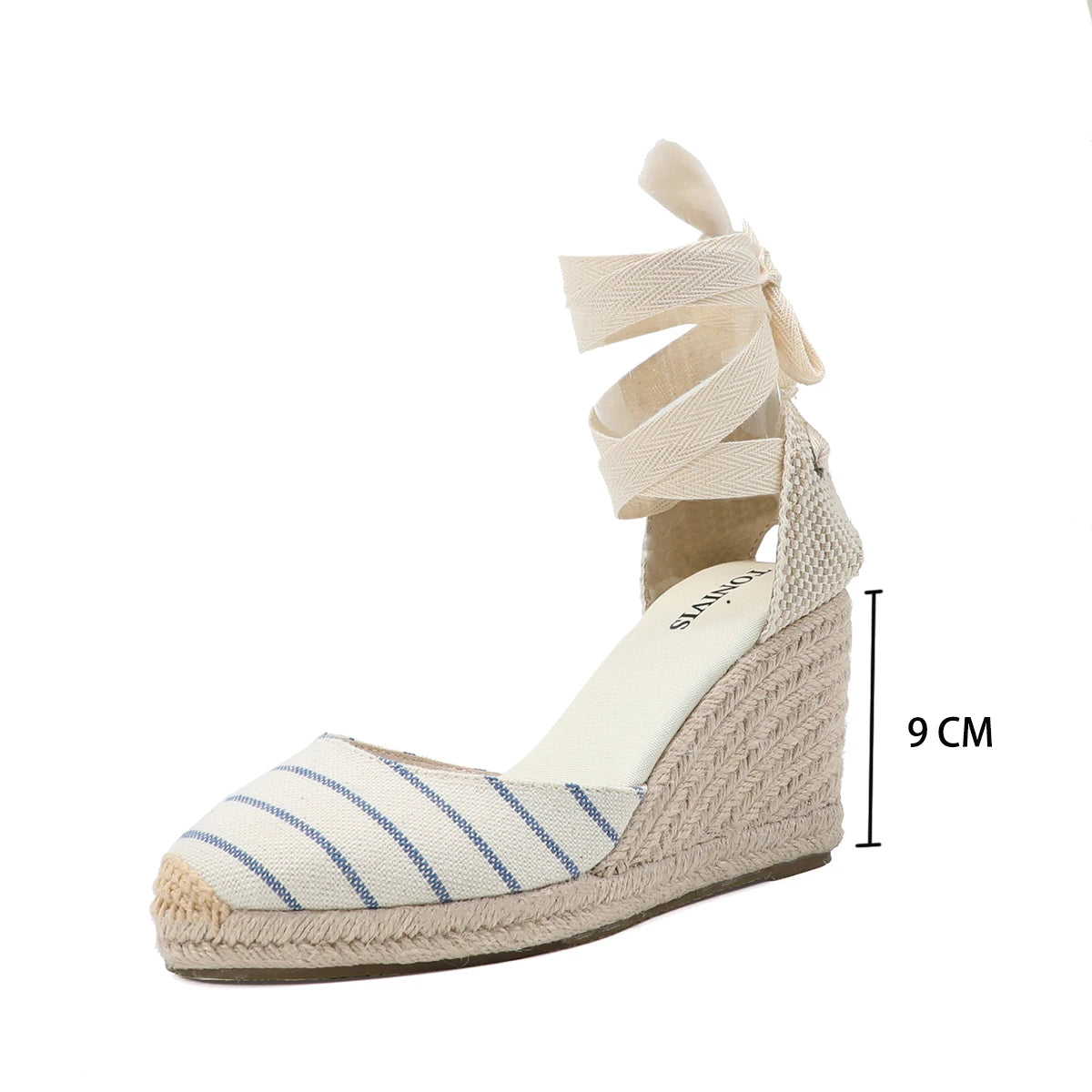 Womens Wedges Espadrille Sandals Red Ankle Strap 7-9cm