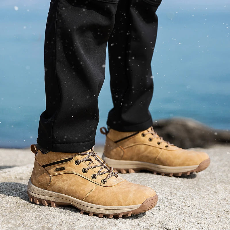 Winter Waterproof Men Boots Plush Warm Snow Ankle Shoes