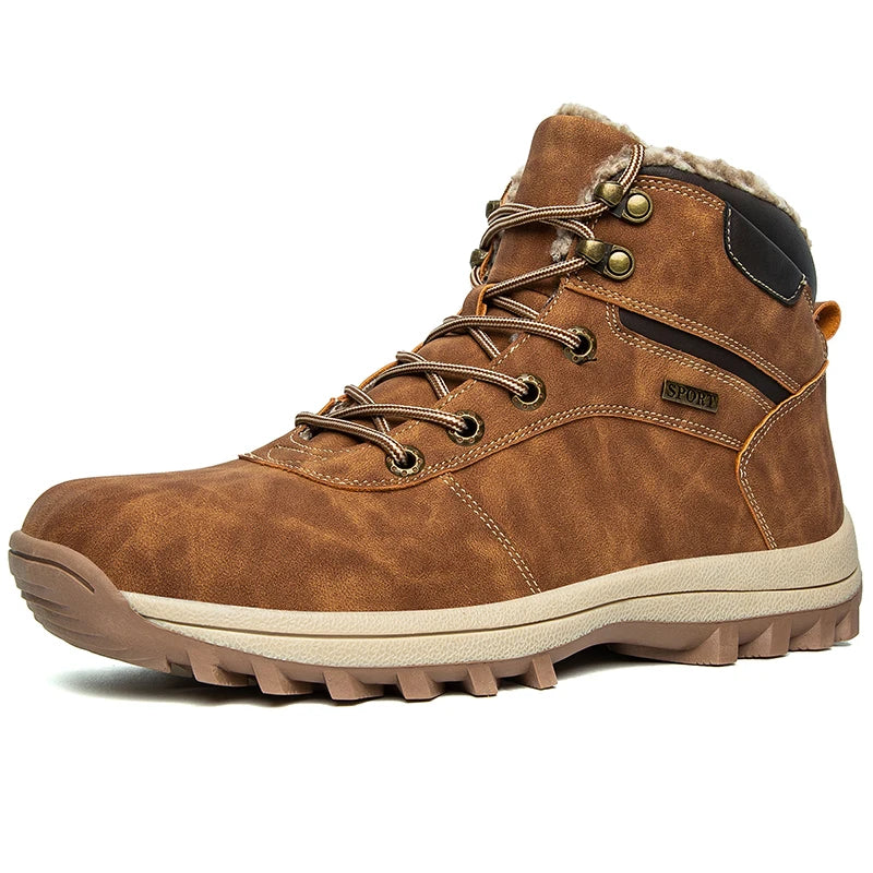 Winter Waterproof Men Boots Plush Warm Snow Ankle Shoes
