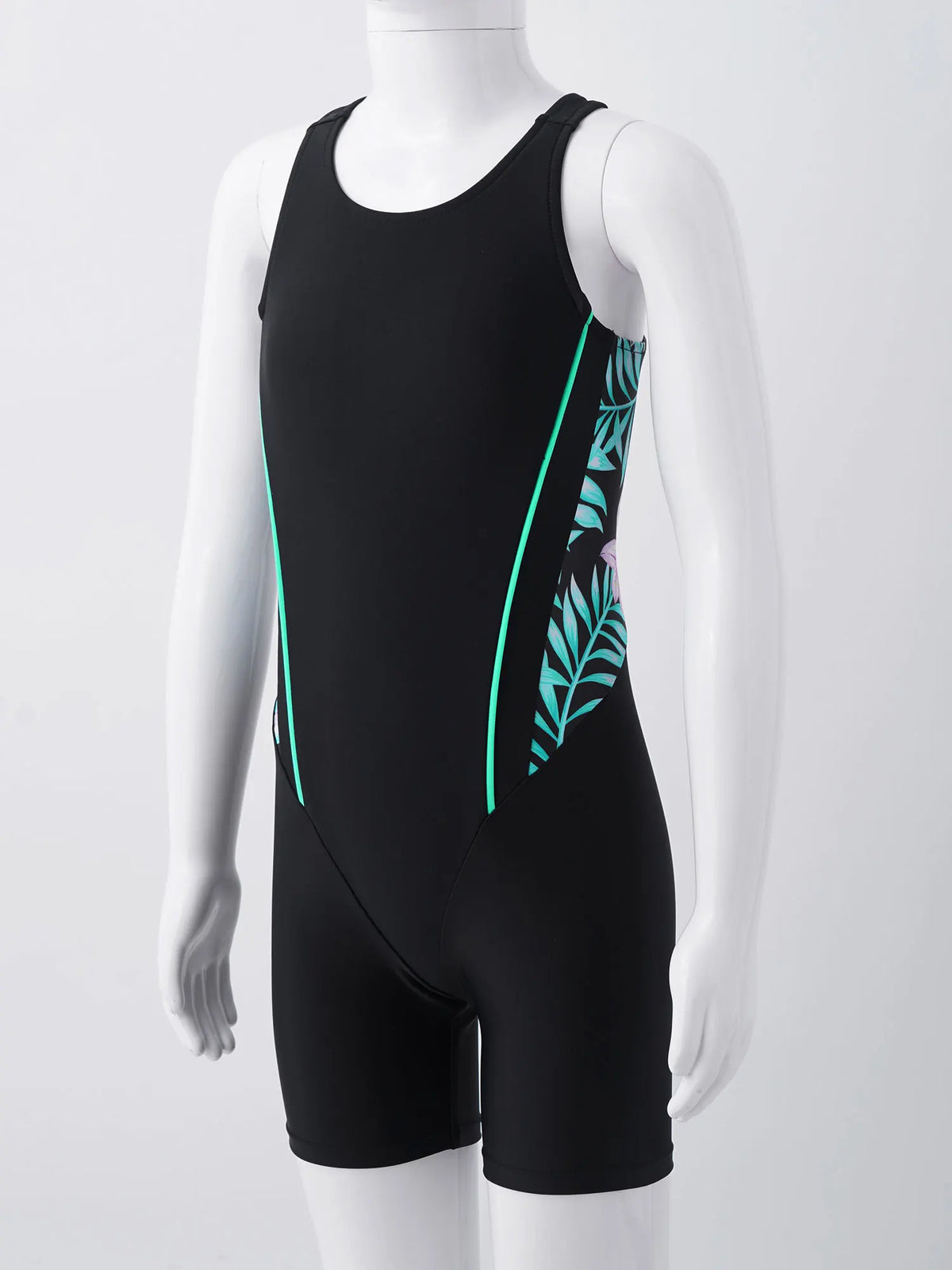 Girls Sleeveless Rashguard One Piece Swimsuit Jumpsuit