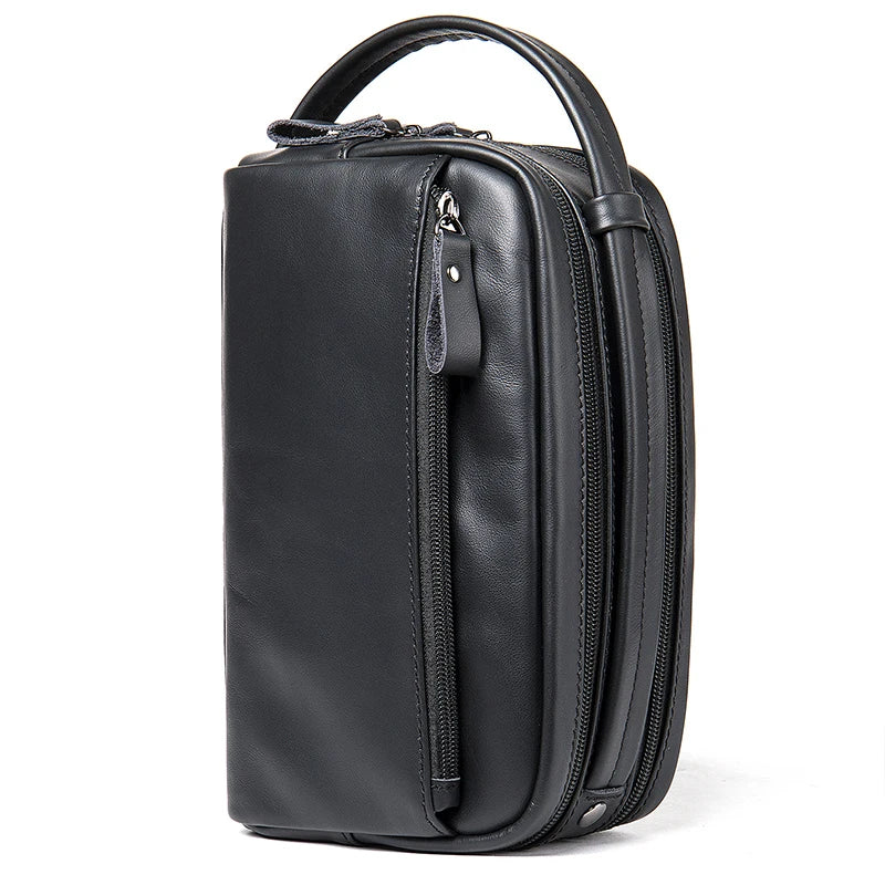 Soft Cow Leather Business Handbag Large Capacity Black