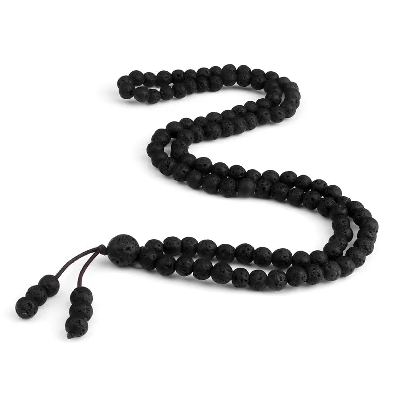 6mm Black Lava Stone Mala Beads Bracelet for Yoga Gift