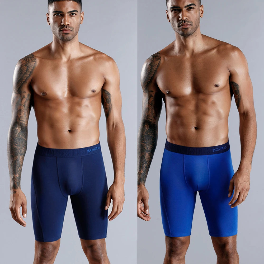 Natural Cotton Long Leg Boxers For Men Underwear Breathable