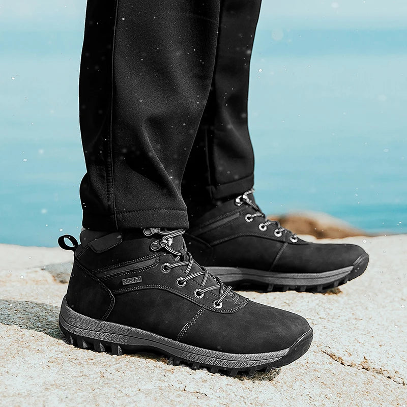 Winter Waterproof Men Boots Plush Warm Snow Ankle Shoes
