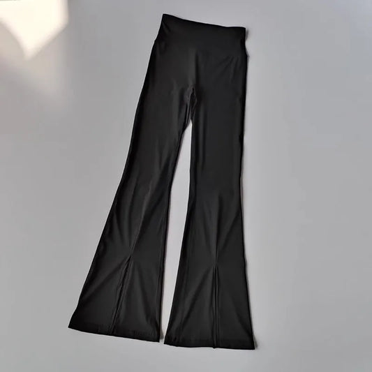 Womens Gym Leggings High Waist Yoga Breathable Bell Bottoms