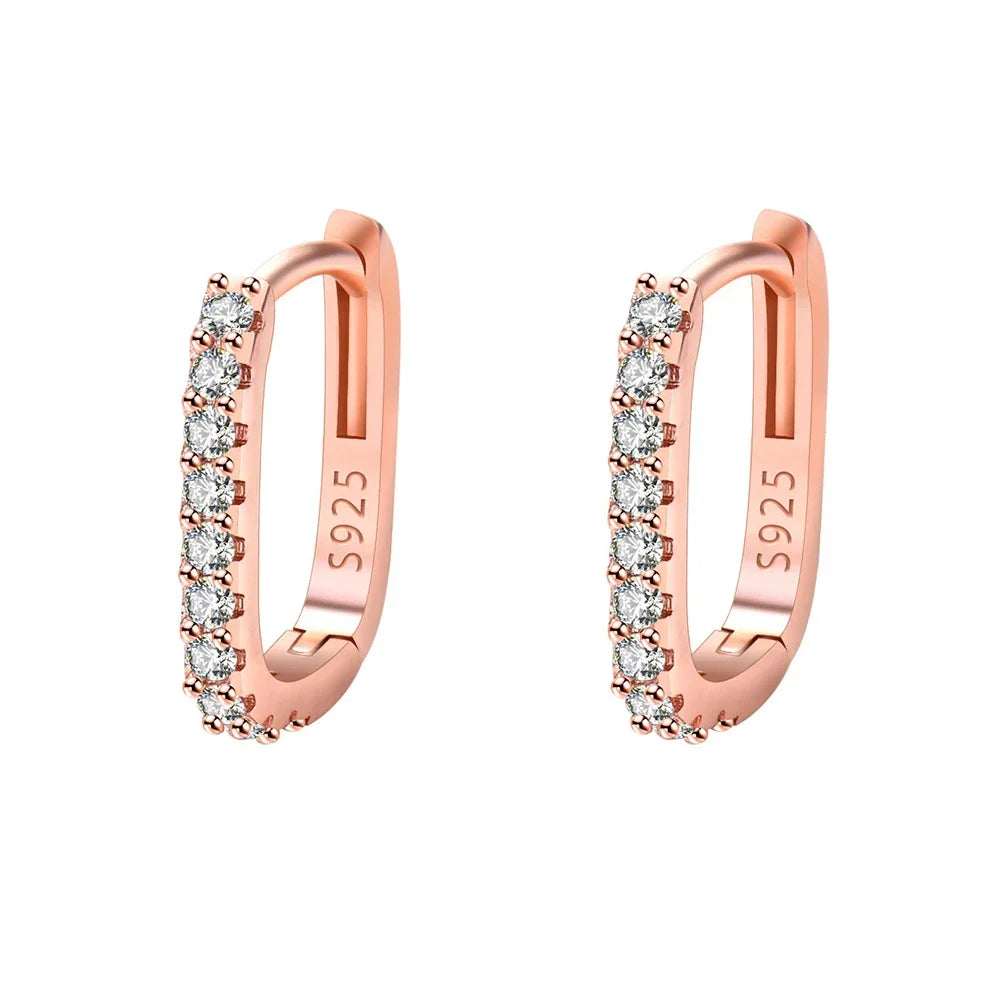 Sterling Silver Crystal Circle Hoop Earrings Wedding Gift
