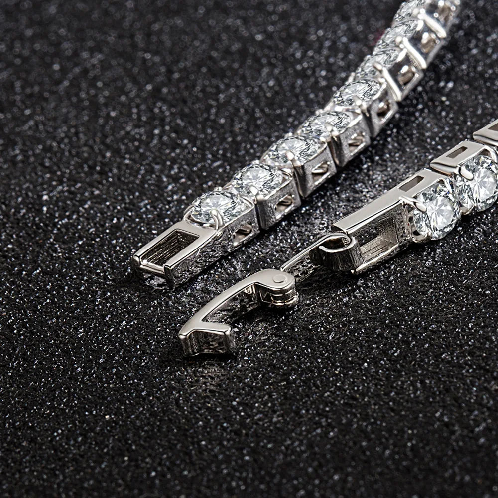 S925 Sterling Silver Zirconia Tennis Bracelet Women 16-20cm
