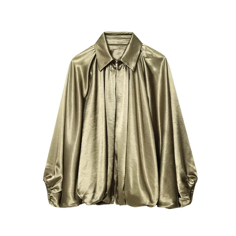 Mujer Ruched Bomber Jacket For Women Oversized Puffy Coat
