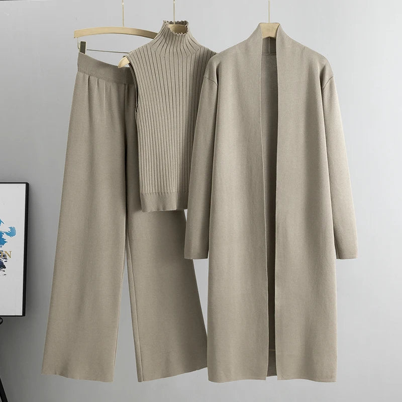 New 3 Piece Solid Tape Patch Tank Top Pants Set With Coat