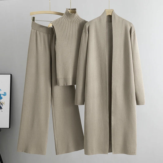 New 3 Piece Solid Tape Patch Tank Top Pants Set With Coat