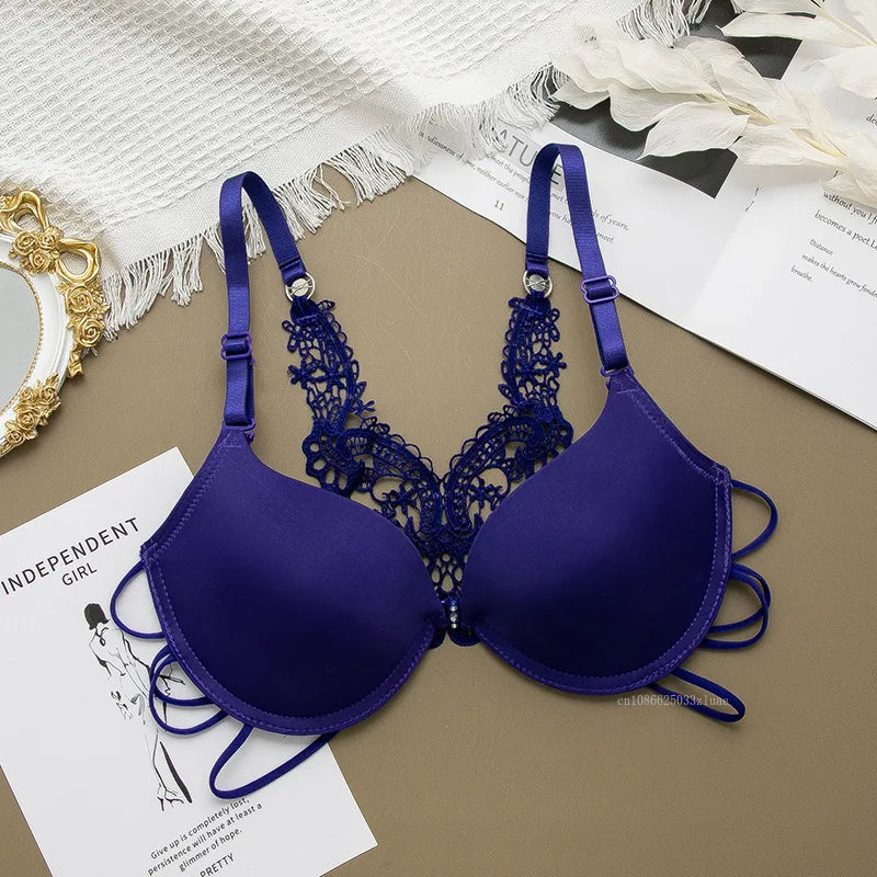 Sexy Silky Seamless Underwire Bra With Floral Embroidery