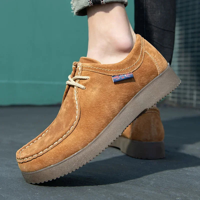 Autumn Men Casual Suede Leather Lace Up Sneakers Comfort