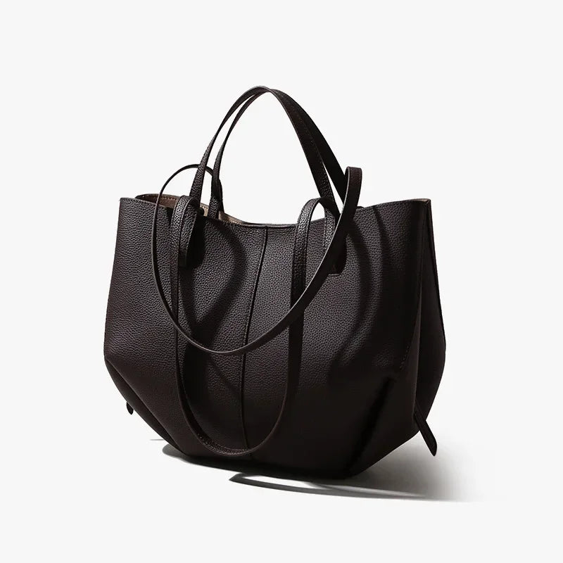 Luxury Designer Leather Bucket Bag for Women Large Capacity