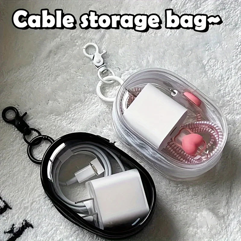 Portable Mini Clear Zipper Bag for Earphones and Chargers
