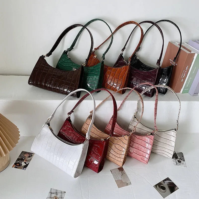 Retro Alligator Pattern Small PU Leather Handbags For Women