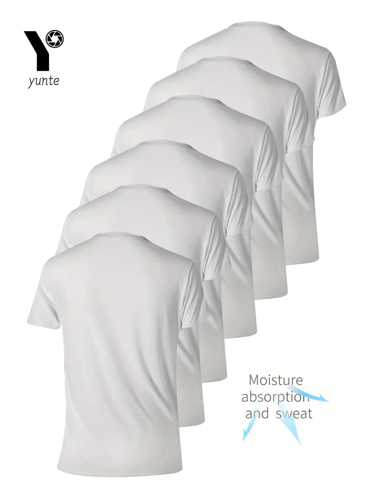 Six Pack Mens White Lightweight Quick Dry T Shirts For Gym
