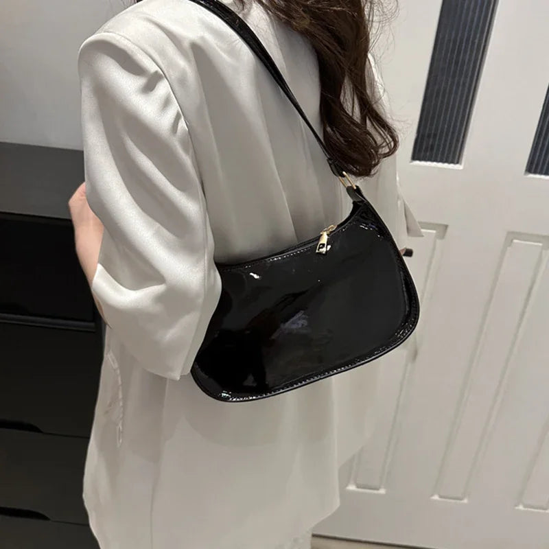 Retro Color PU Leather Shoulder Bag Womens Casual Handbag