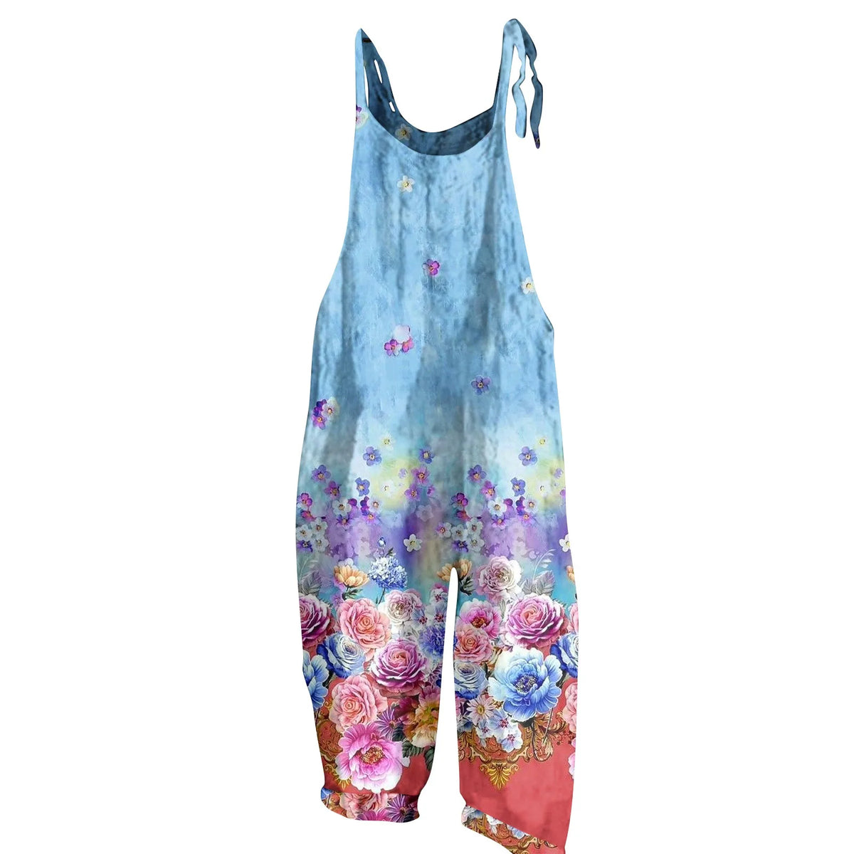 Womens Jumpsuit Print Casual Vintage Cotton Linen Summer