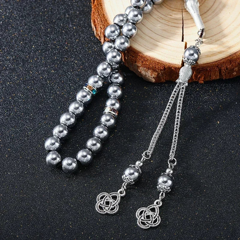 New 8 Cm 33 Black Gallstone Muslim Prayer Beads Unisex