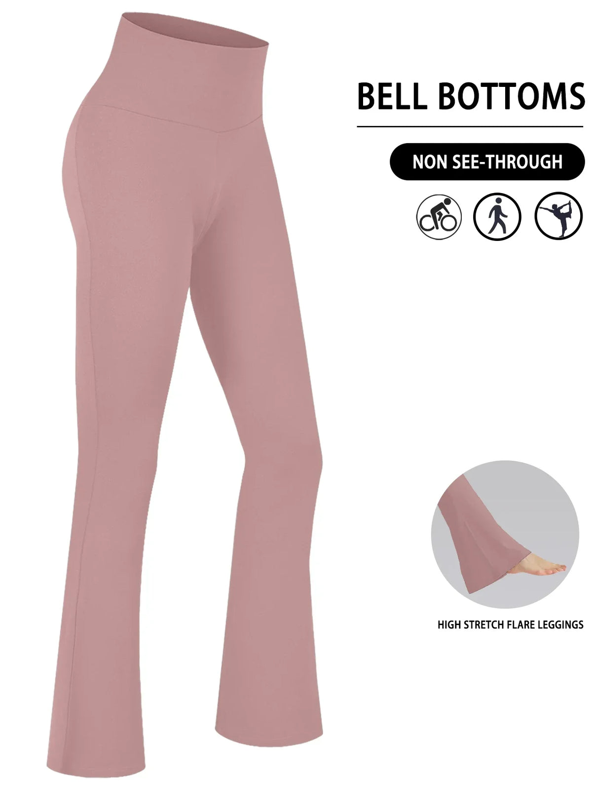 Womens Super Soft Flare High Waisted Tummy Control Leggings