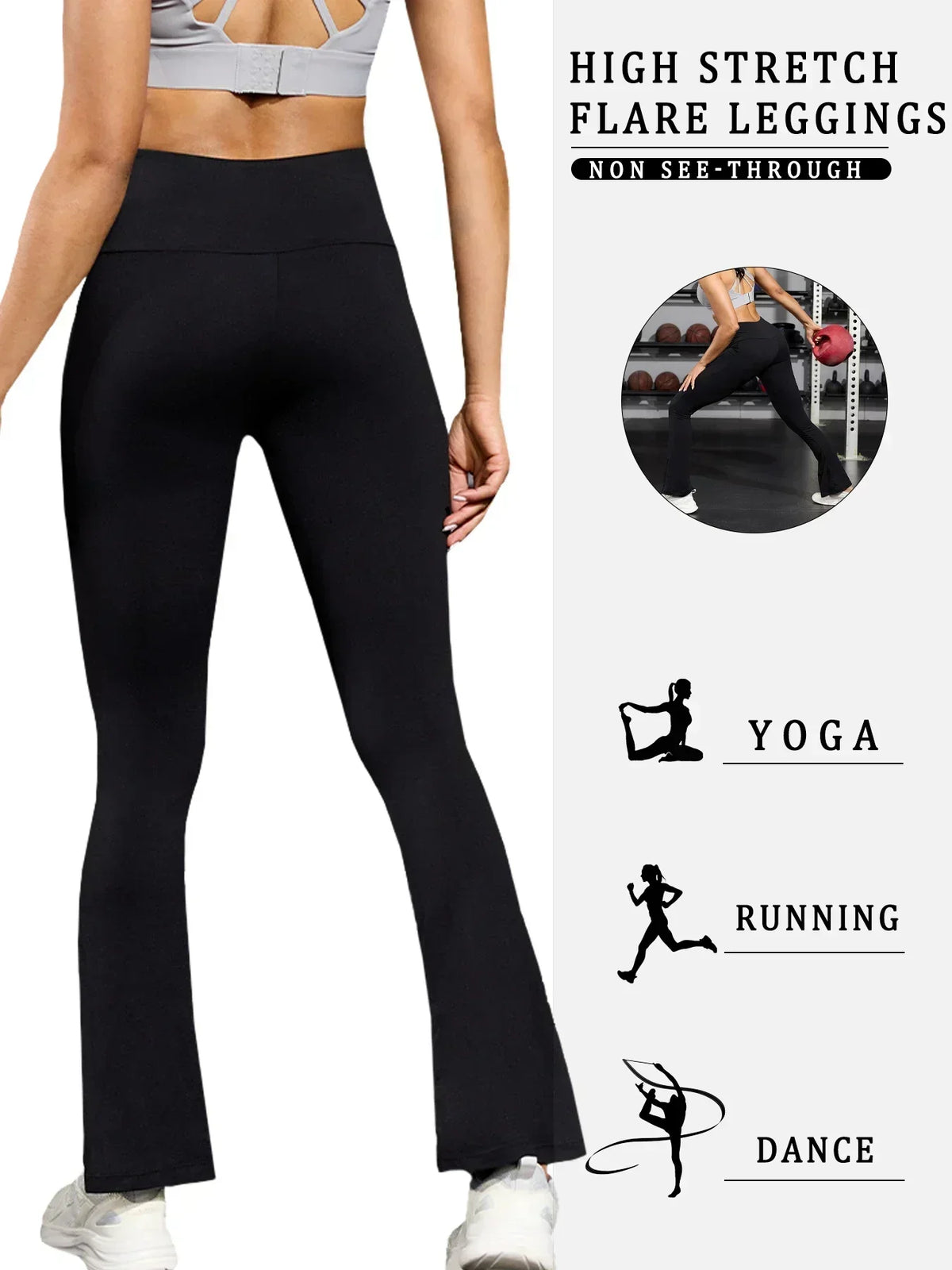 Two Pack Womens Flare Pants Tummy Control Bell Bottoms