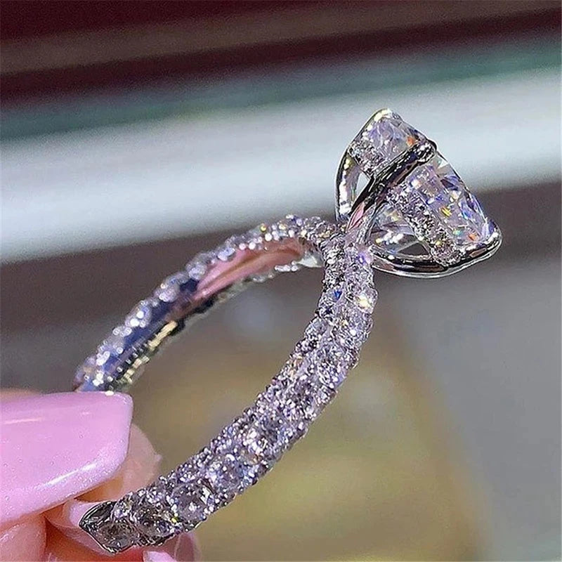Exquisite Silver Engagement Ring For Women White Zircon