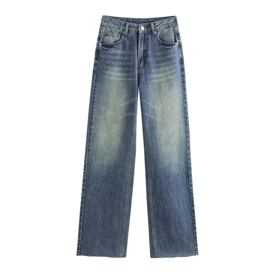 Traf Wide Leg High Waisted Jeans For Women Five Pockets