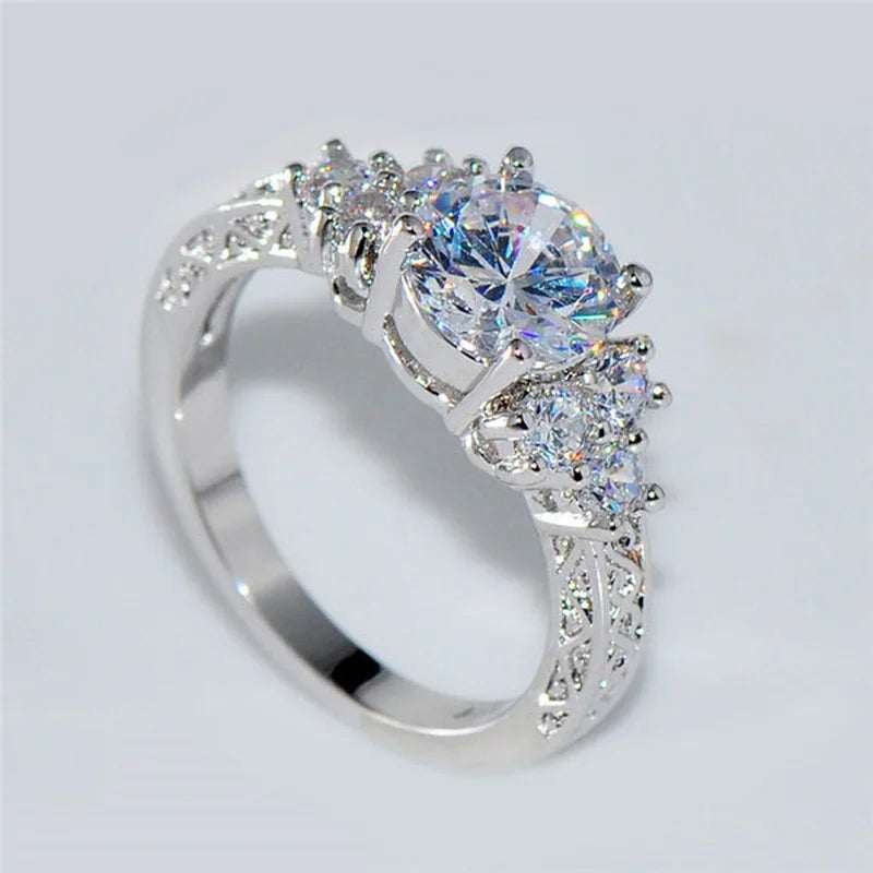 Exquisite Silver Engagement Ring For Women White Zircon