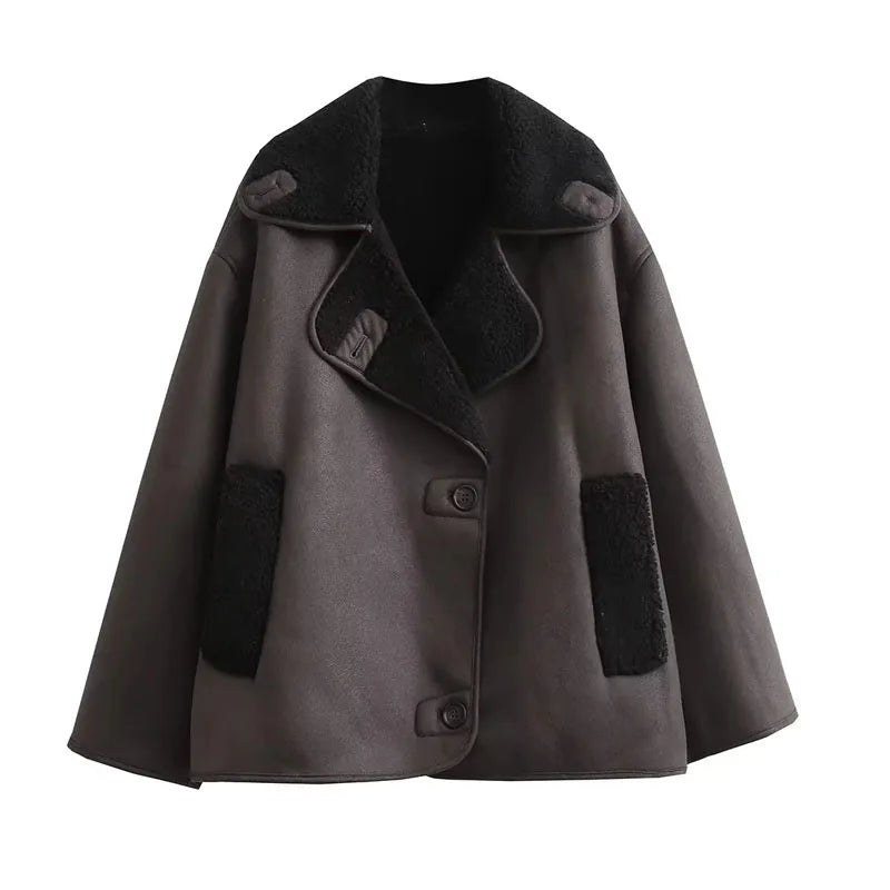 Women Thick Faux Leather Jacket Autumn Winter Outerwear