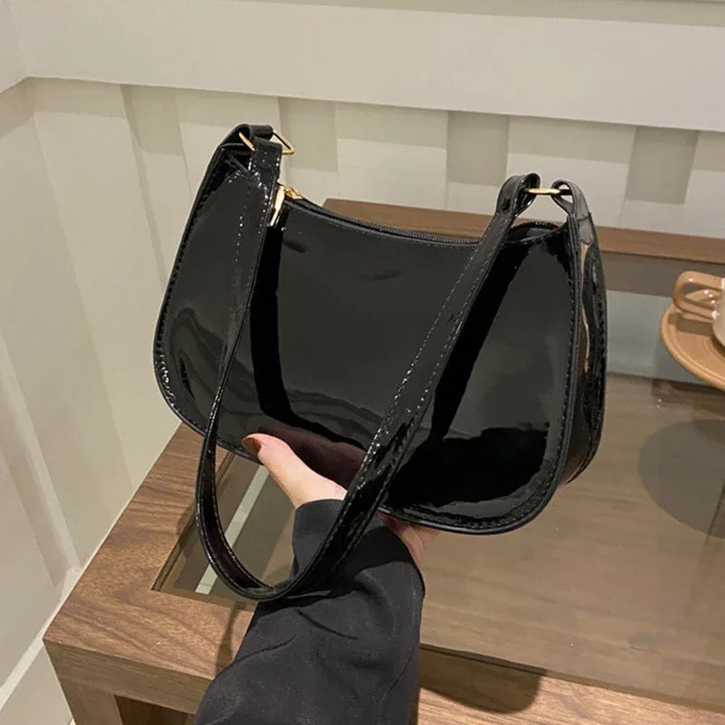 Retro Color PU Leather Shoulder Bag Womens Casual Handbag