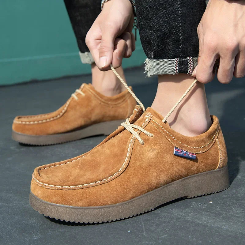Autumn Men Casual Suede Leather Lace Up Sneakers Comfort