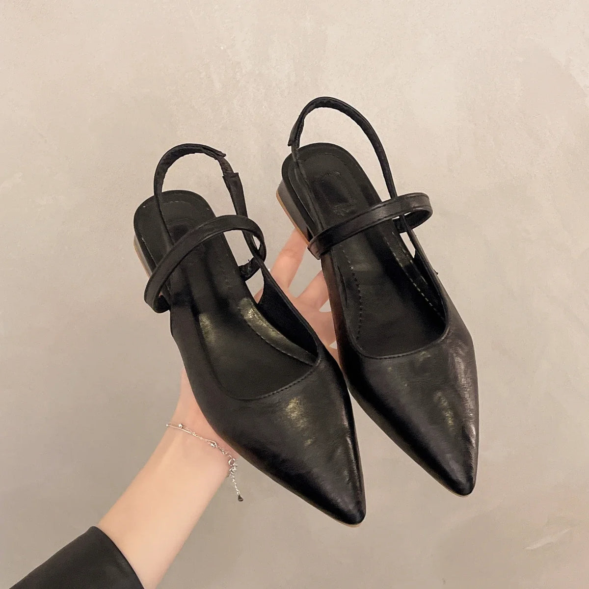 Women Patent Leather One Line Buckle Strap Cat Heel Sandals