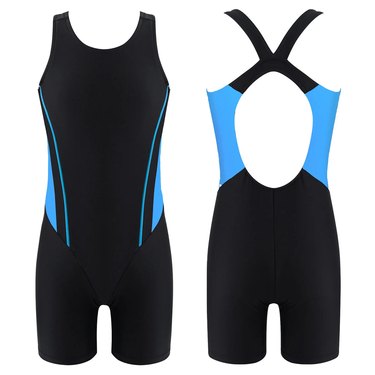 Girls Sleeveless Rashguard One Piece Swimsuit Jumpsuit