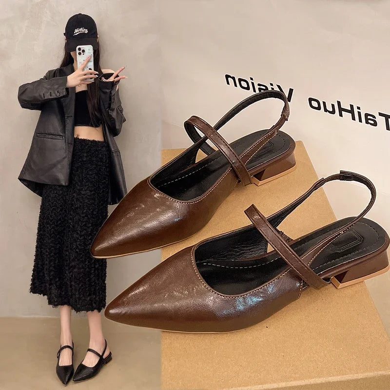 Women Patent Leather One Line Buckle Strap Cat Heel Sandals