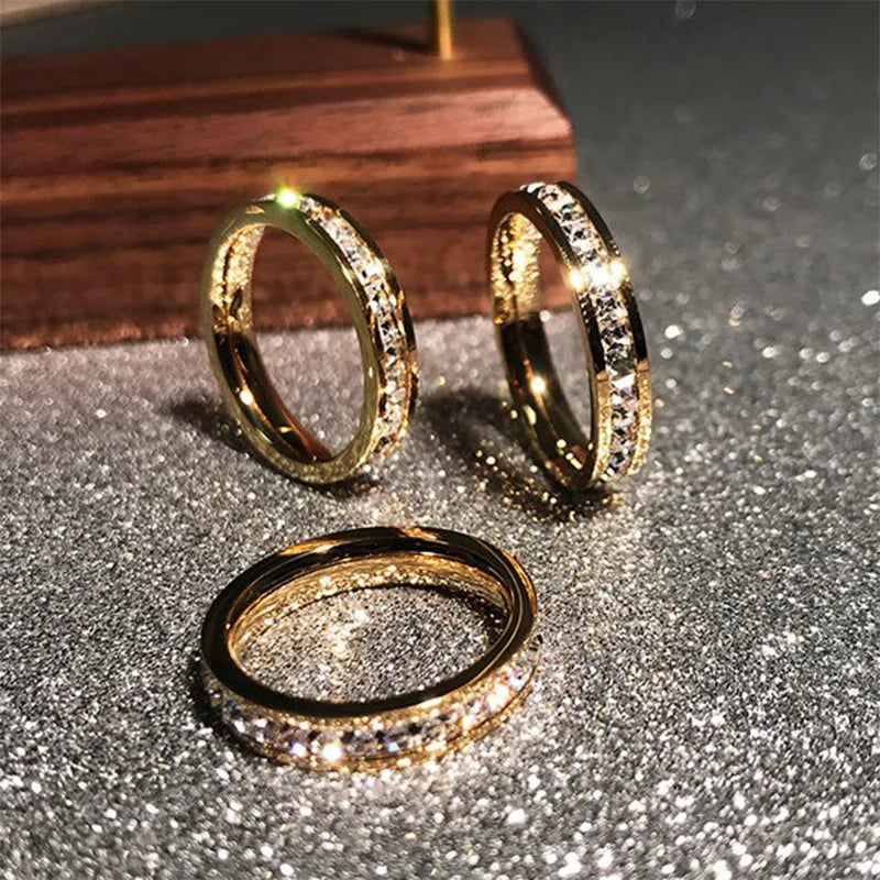 Clear White Stones Ring Stainless Steel 1 And 2 Zircon