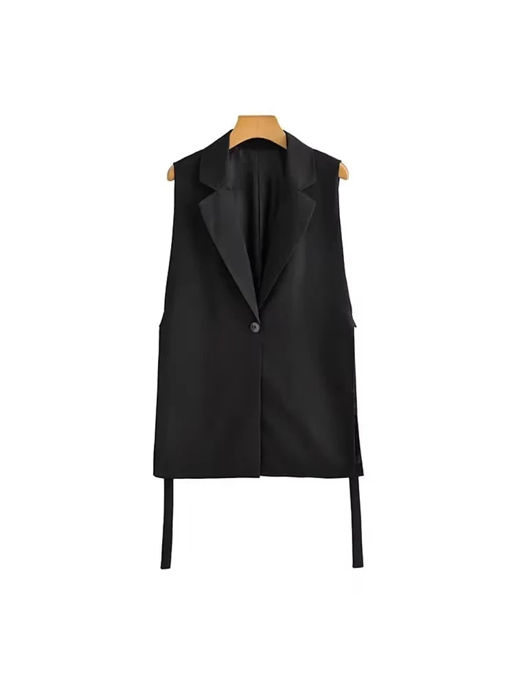 TRZA Women Waistcoat Vest Vintage Sleeveless Front Button