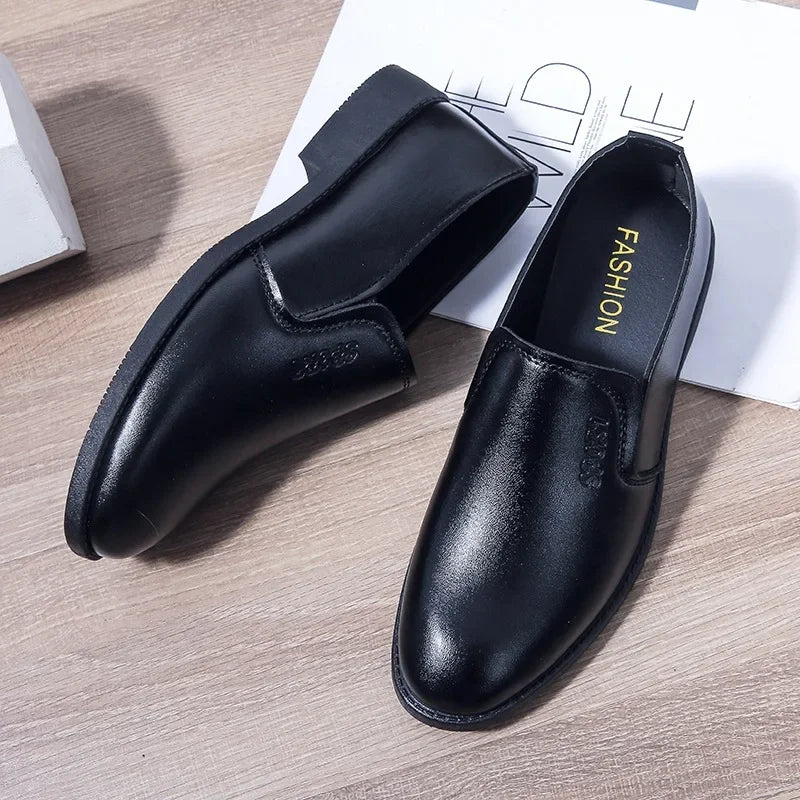 Breathable Leather Shoes For Young Men Round Toe Korean
