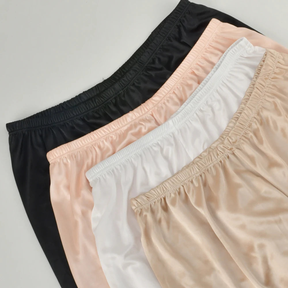 Womens Silk Sleep Shorts Breathable Pajama With Lace Trim