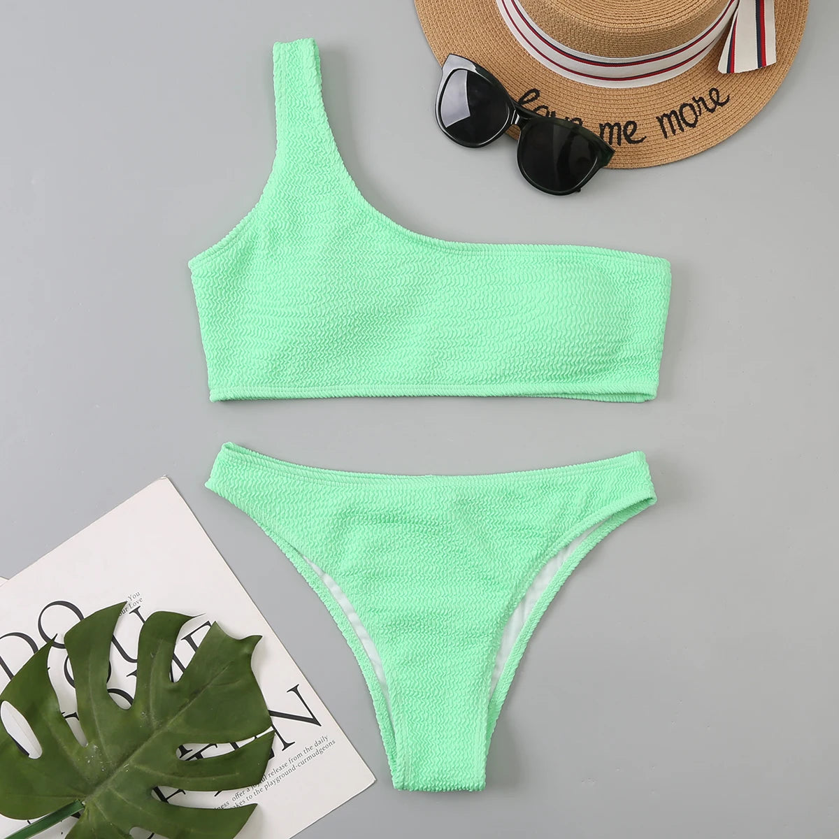 One Shoulder Bikinis 2025 Womens Sexy Brazilian Swimsuit