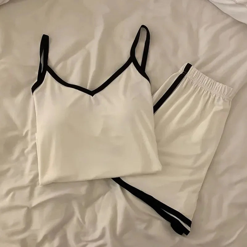 Casual Sports Style Camisoles Shorts Womens Pajamas