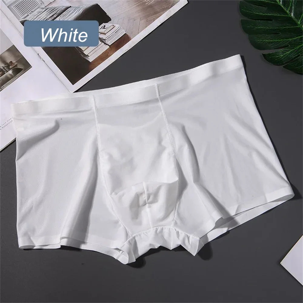 3 Pack Mens Ice Silk Seamless Breathable Plus Size Briefs