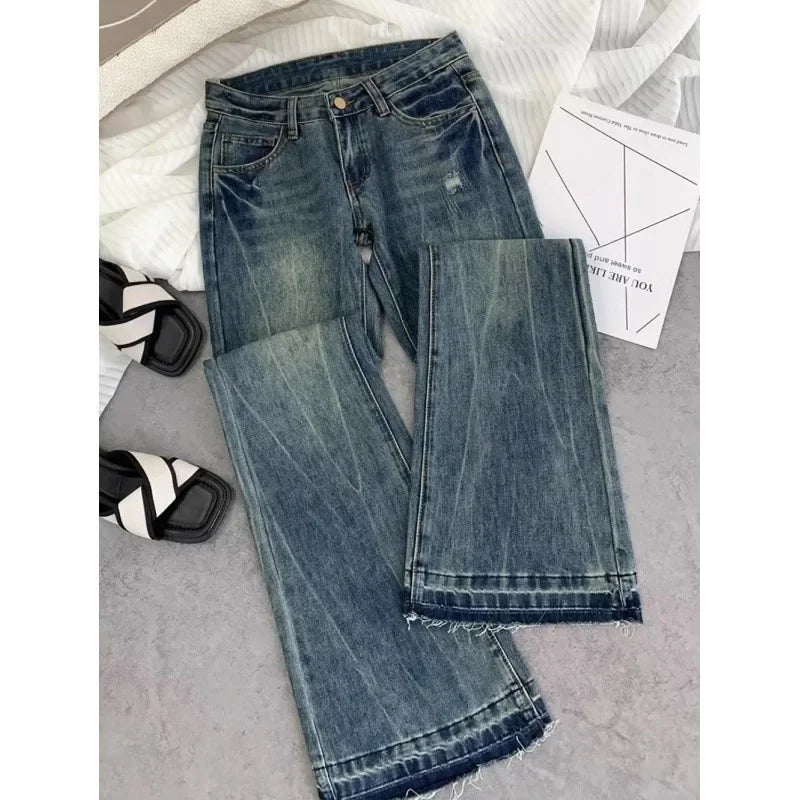 American Retro Low Rise Jeans Embroidered Bell Bottoms