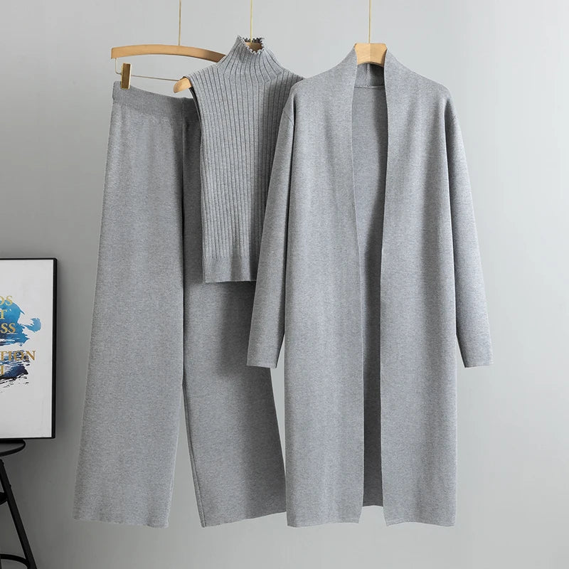 New 3 Piece Solid Tape Patch Tank Top Pants Set With Coat