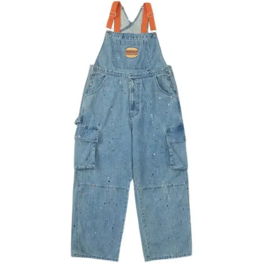 Cool Girl Embroidered Denim Strap Jumpsuit For Women Retro