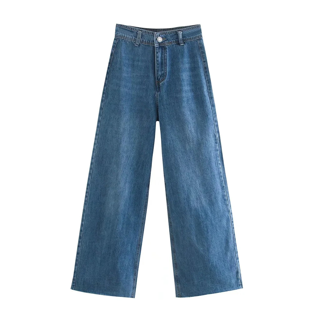 New Womens High Waist Straight Wide Leg Jeans 2023 Fashion